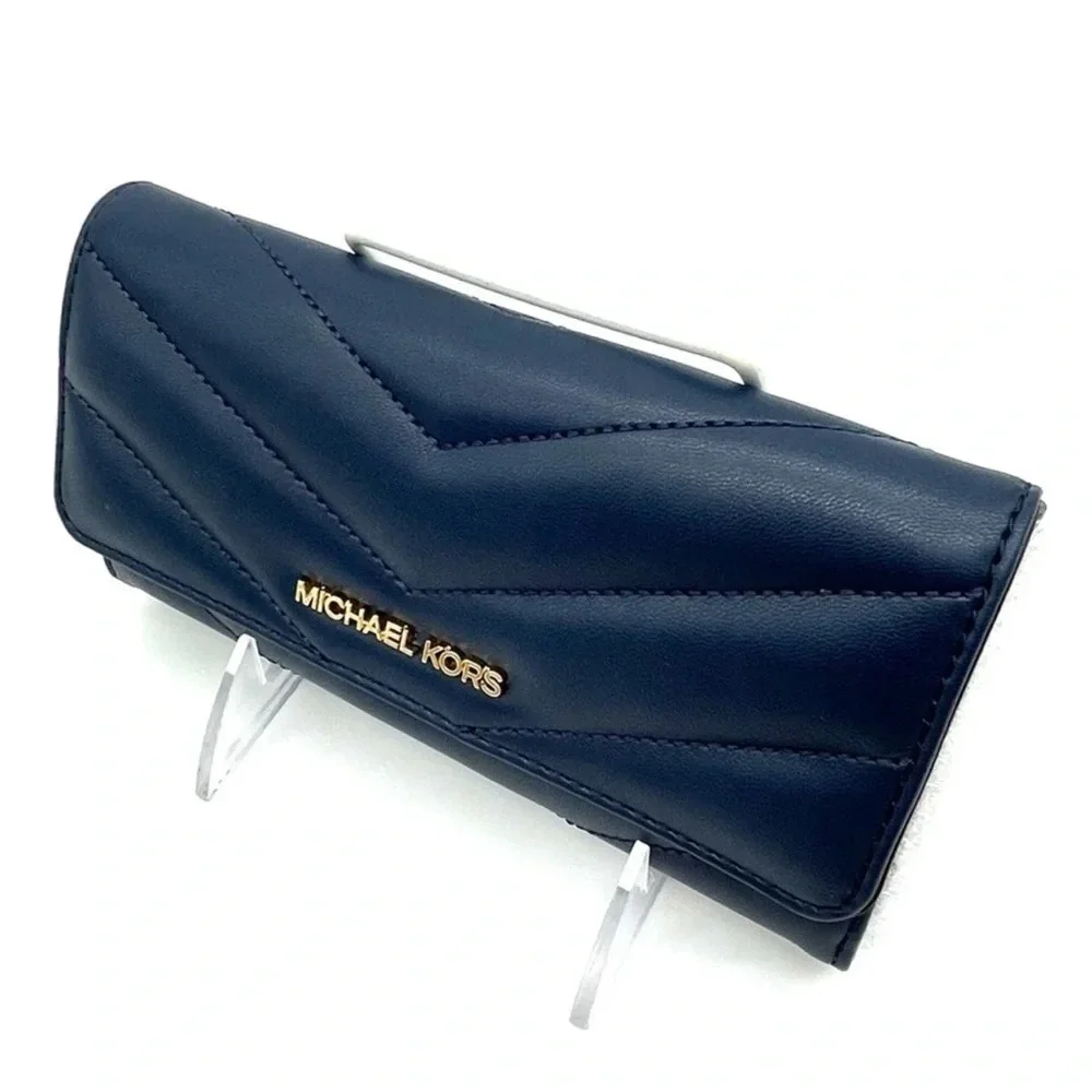 Michael Kors Large Trifold Wallet Navy Blue (NWT)